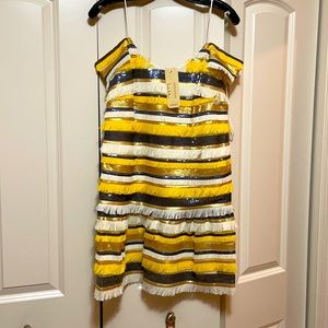 Ruffled yellow and gold dress